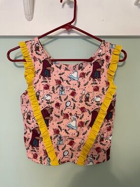 The Magic Box Adult Ruffle Crop Tank Beauty and the Beast Belle Lumiere Chip